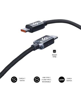 Subblim Cable Optimus USB-C - 60W - Nylon Trenzado - 480Mbps - 1 Metro - Color Negro