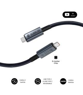 Subblim Cable High USB-C - 240W - Nylon Trenzado - 40Gbps - Chip E-Marker - 1.5 Metros - Color Negro