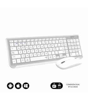 Subblim Combo Dual Prestige - Teclado y Raton Inalambricos - Bluetooth y 2.4G - Funcionamiento Silencioso - Color Blanco Plata