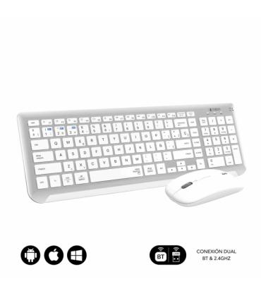 Subblim Combo Dual Prestige - Teclado y Raton Inalambricos - Bluetooth y 2.4G - Funcionamiento Silencioso - Color Blanco Plata
