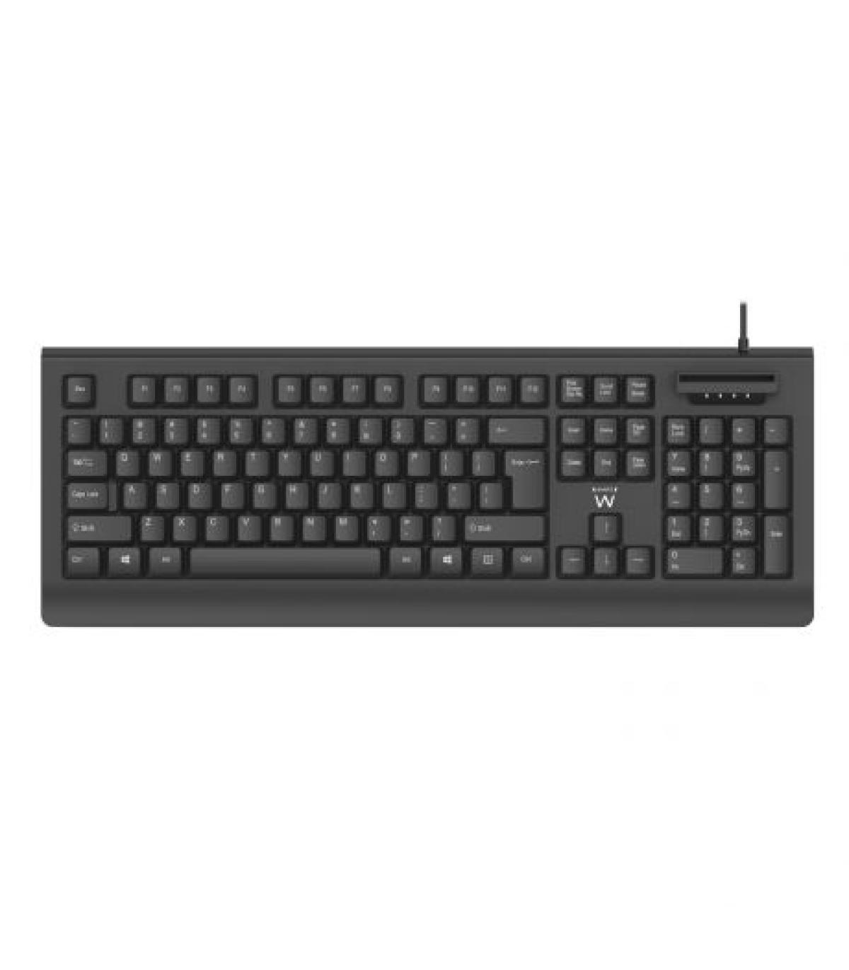 Ewent EW3286 Teclado USB con Lector Inteligente de Tipo PC/SC 2.0 como DNIe o Tarjeta Sanitaria Española - Idioma Español - Colo