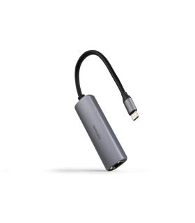 Nanocable Adaptador de Red USB-C a Ethernet Gigabit 10/100/1000 Mbps - USB-C 100W - Aluminio - 18cm - Color Gris