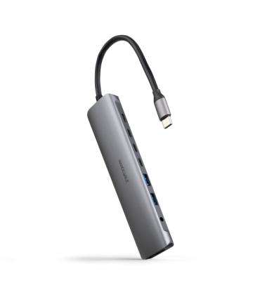 Nanocable HUB USB-C 8 en 1 - Conversor USB-C 3.1 a 2 x USB-A 3.0 + 3 x USB-C 3.0 + USB-C PD 100W + HDMI 4K@60Hz + Audio Jack 3.5
