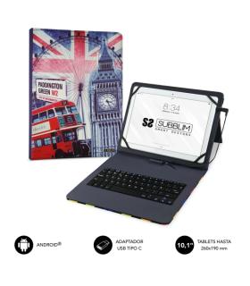 Subblim Keytab Pro USB - Teclado con Funda Universal para Tablets - Comodidad y Flexibilidad al Escribir - Angulo Ideal para Esc