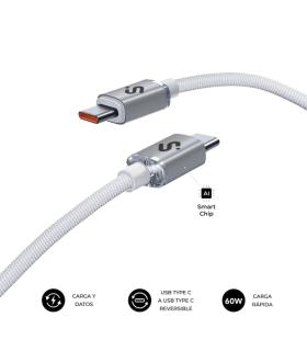 Subblim Cable Optimus USB-C - 60W - Nylon Trenzado - 480Mbps - 2 Metros - Color Blanco
