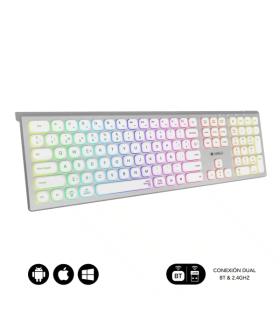 Subblim Teclado Inalambrico Master - Bluetooth y 2.4G - Iluminado - Teclas Ergonomicas de Bajo Perfil - Color Blanco Plata