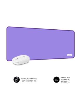 Subblim Pack Harmony Alfombrilla de Escritorio 800x300x2mm, Bordes Reforzados, Base Antideslizante + Raton Inalambrico 1200dpi..