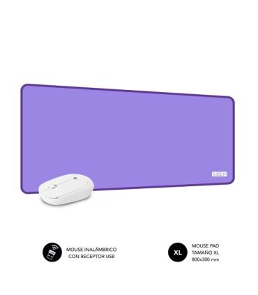 Subblim Pack Harmony Alfombrilla de Escritorio 800x300x2mm, Bordes Reforzados, Base Antideslizante + Raton Inalambrico 1200dpi..