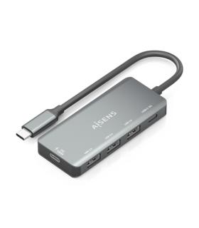 Aisens Hub USB-C 3.1 - USB-C PD 100W/USB-C/3xUSB-A 2.0 - 15cm - Color Gris