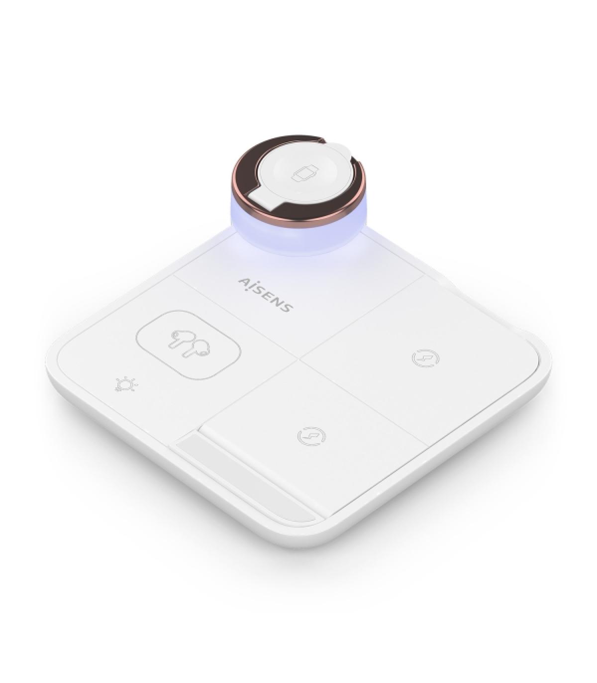 Aisens Cargador Inalambrico 15W - USB-C - Protocolo Qi - Moviles, Apple Watch y Auriculares - Proteccion Contra Sobretension, So