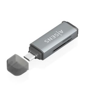 Aisens Lector de Tarjetas USB-C 3.1 Gen1 - Compatible con SD, Micro SD, MMC, RS-MMC, MMC Micro - Color Gris