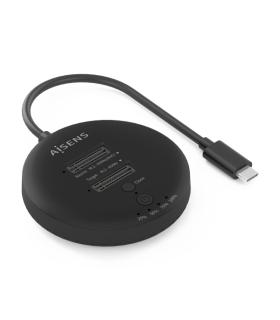Aisens ASDS-2M2N05 Estacion de Docking de Doble Bahia M.2 NVME a USB-C 3.2 Gen2x2 - Clone - Color Negro