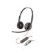 Plantronics/Poly Blackwire 3220 USB-C Auriculares con Microfono - Almohadillas Acolchadas - Controles en Cable - Adaptador USB-A