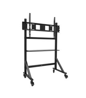 Tooq Optimus Soporte de Suelo para Pantallas Interactivas/TV de 60 a 105" - Bandeja Multiusos - Peso Max. 120kg - Altura Ajustab