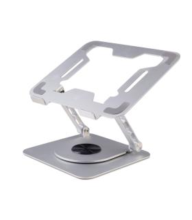 Ewent Soporte de Sobremesa para Portatil - Aluminio - Rotacion 360 - Ajustable - Base Antideslizante - Ajustable - Plegable - Co