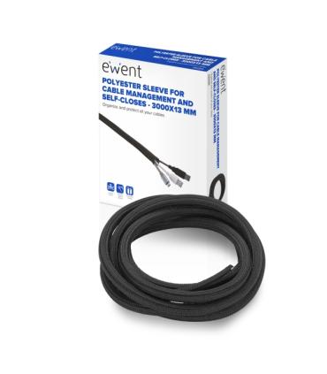 Ewent Manguito Organizador de Cable Polyester - Auto Cierre - 3m - 13mm - Color Negro