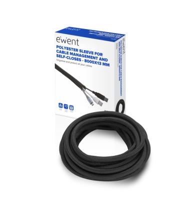 Ewent Manguito Organizador de Cable Polyester - Auto Cierre - 8m - 13mm - Color Negro