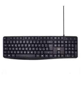Ewent Teclado con Cable USB - Disposicion Italiana QWERTY IT - Cable de 1.35m - Teclas de Bajo Perfil y Silenciosas - Color Negr