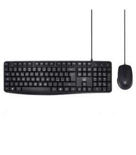 Ewent Pack Teclado + Raton para Oficina - Teclas Silenciosas de Perfil Bajo - 1000dpi - Disposicion Italiana QWERTY IT - Cable..