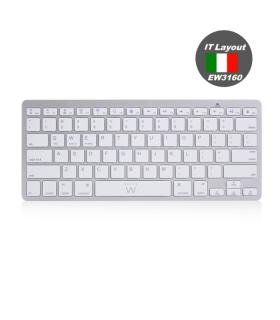 Ewent Teclado de Viaje - Modo Ahorro de Energia - Bluetooth 3.0 - Disposicion Italiana QWERTY IT - Color Plata