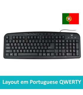 Ewent Teclado con Cable USB - Disposicion Portuguesa QWERTY PT - Plastico ABS - Teclas Silenciosas - Cable de 1.2m - Color Negro