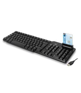 Ewent Teclado con Cable USB - Lector de Tarjetas Inteligentes - Cable de 1.5m - Disposicion Italiana QWERTY IT - Plastico ABS ..