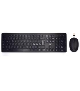 Ewent Pack Teclado + Raton Inalambricos - Receptor USB-A 2.4Hz - 1000dpi - Disposicion Italiana QWERTY IT - Incluye Pilas AA/AAA
