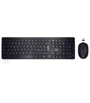 Ewent Pack Teclado + Raton Inalambricos - Receptor USB-A 2.4Hz - 1000dpi - Disposicion Italiana QWERTY IT - Incluye Pilas AA/AAA