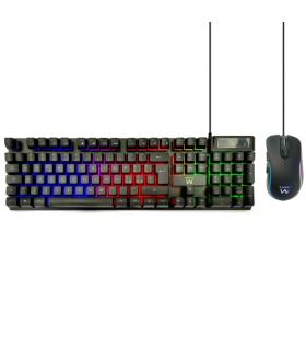 Ewent Pack Teclado + Raton Gaming - Iluminacion RGB - Disposicion Italiana QWERTY IT - 3600dpi - 12 Teclas Multimedia - Cable..
