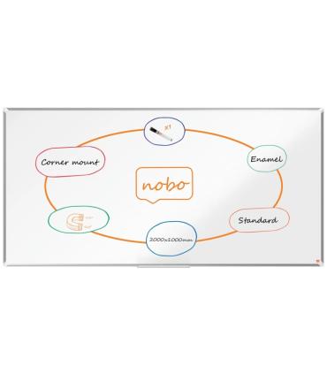 Nobo Premium Plus Pizarra Magnetica de Acero Vitrificado 2000x1000mm - Montaje en Esquina - Superficie de Borrado Superior - Col