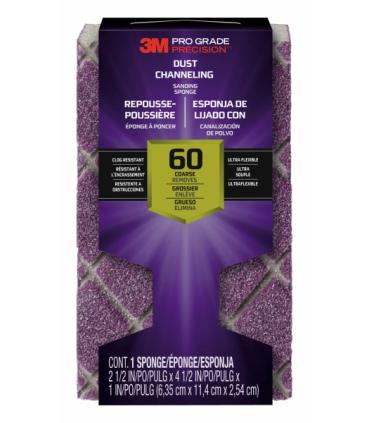 3M Pro Grade Precision Taco de Lija - Grano 60 Grueso - Canalizacion de Polvo - 6.35x11.4x2.54cm - Color Morado
