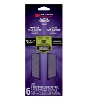 3M Pro Grade Precision Faster Hojas de Lijado - Grano 60 Grueso - 9.31x22.8cm - Rendimiento Superior - Reduccion de Fatiga - Col