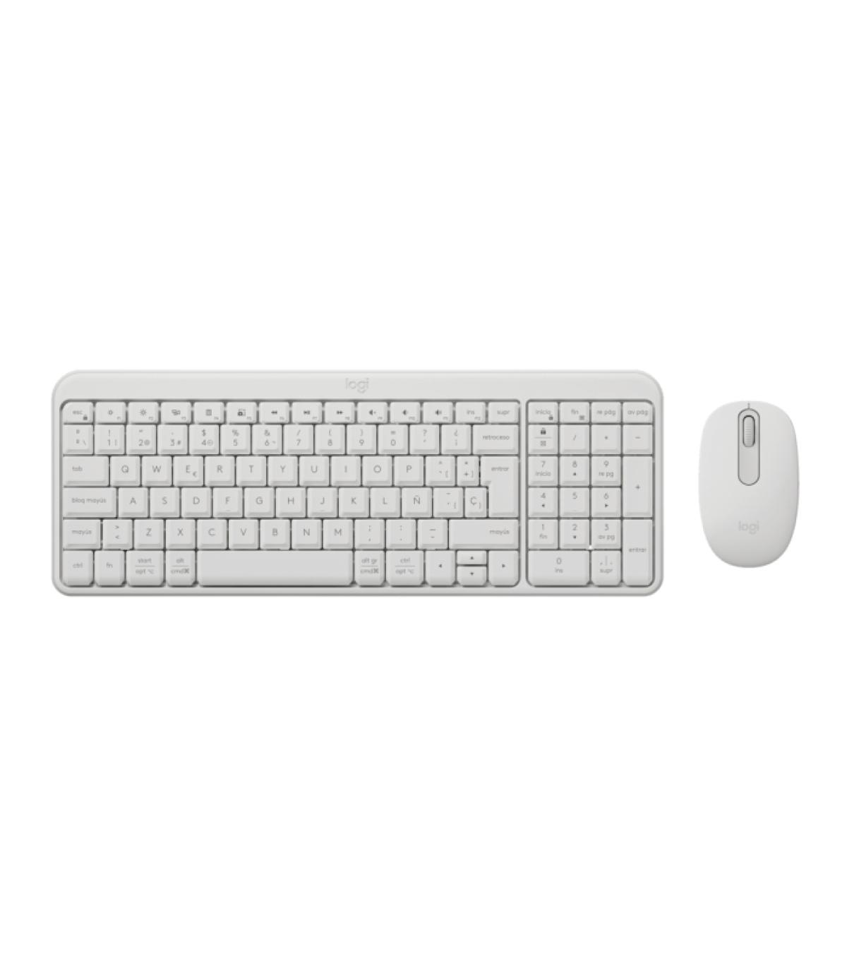 Logitech MK250 Compact Bluetooth Wireless Combo Pack Inalambrico + Raton - Uso Ambidiestro - Indicadores Led - Color Blanco