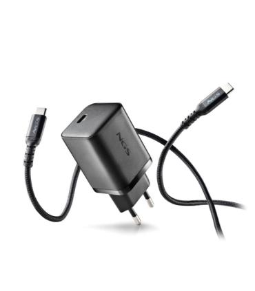 NGS Bud 65W Cargador GaN Universal de Pared 65W Ultrarapido - USB-C PD & PPS - Cable USB-C 1.5m - Color Negro