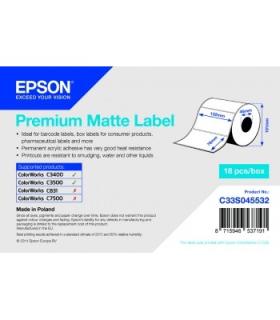 Epson Premium Matte Lab Rollo de Etiquetas Rectangulares Originales 102x76mm - Adhesivo Permanente - 440 Unidades x Rollo - C33S