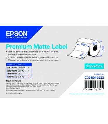 Epson Premium Matte Lab Rollo de Etiquetas Rectangulares Originales 102x76mm - Adhesivo Permanente - 440 Unidades x Rollo - C33S