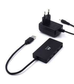 Ewent Hub USB 4 en 1 - Alimentacion Externa - USB 3.2 Gen1 - Cable de 52.5cm - Color Negro