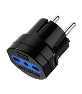 Ewent Adaptador de Viaje Schuko 16A - Hembra Tipo L - Color Negro