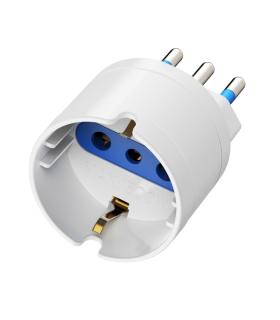 Ewent Adaptador de Viaje para Toma de Enchufe Italiana Tipo L 16A - Hembra Tipo L/Schuko - Color Blanco