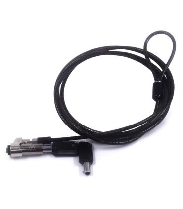Ewent Cable de Seguridad para Portatiles con Ranura Nano - Candado de Llave - Cable de Acero - Cobertura de Vinilo - 1.8m de Lon