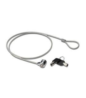 Ewent Cable de Seguridad para Portatil con Llave - 2 Llaves - Cable de Acero - 1.5m de Longitud - Color Acero