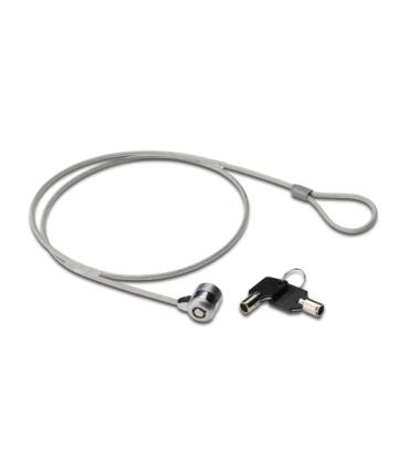 Ewent Cable de Seguridad para Portatil con Llave - 2 Llaves - Cable de Acero - 1.5m de Longitud - Color Acero
