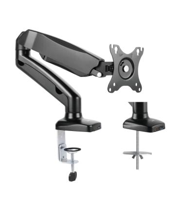 Ewent Soporte de Mesa con Brazo Articulado para Monitor hasta 34" - Resorte de Gas - Giratorio e Inclinable - Gestion de Cables.