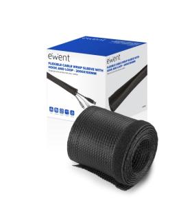Ewent Manguito Organizador de Cable Polyester - Cierre de Velcro - 2m - 100mm - Color Negro