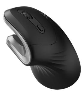 Ewent Raton Inalambrico - Ergonomico - Agarre Vertical - 1000dpi - USB-A 2.4Ghz - 3 Botones - Color Negro/Gris