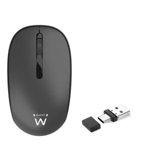 Ewent Raton Inalambrico - 1000dpi - Receptores USB-A y C de 2.4GHz- Bluetooth 5.1 - Clic Silencioso - 3 Botones - Pila AA Inclui