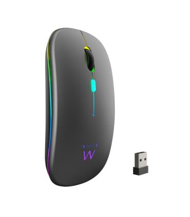 Ewent Raton Inalambrico - Receptor USB-A de 2.4GHz- Bluetooth 5.1 - Recargable - Luces RGB - 4 Botones - Bateria de Litio de 500