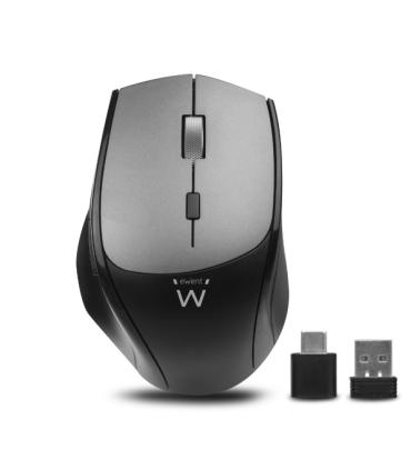 Ewent Raton Inalambrico - 2400dpi - Clic Silencioso - Bluetooth 5.1 - Receptores USB-A y C de 2.4GHz- Plug and Play - Color Negr