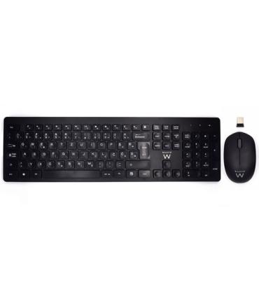 Ewent Pack Teclado + Raton Inalambricos - Receptor USB-A 2.4Hz - 1000dpi - Disposicion Eslovena QWERTZ SI - Incluye Pilas AA/AAA