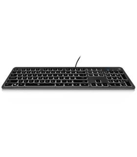 Ewent Teclado con Cable USB - Disposicion Inglesa QWERTY US - Retroiluminacion - Teclas de Bajo Perfil y Silenciosas - Cable..